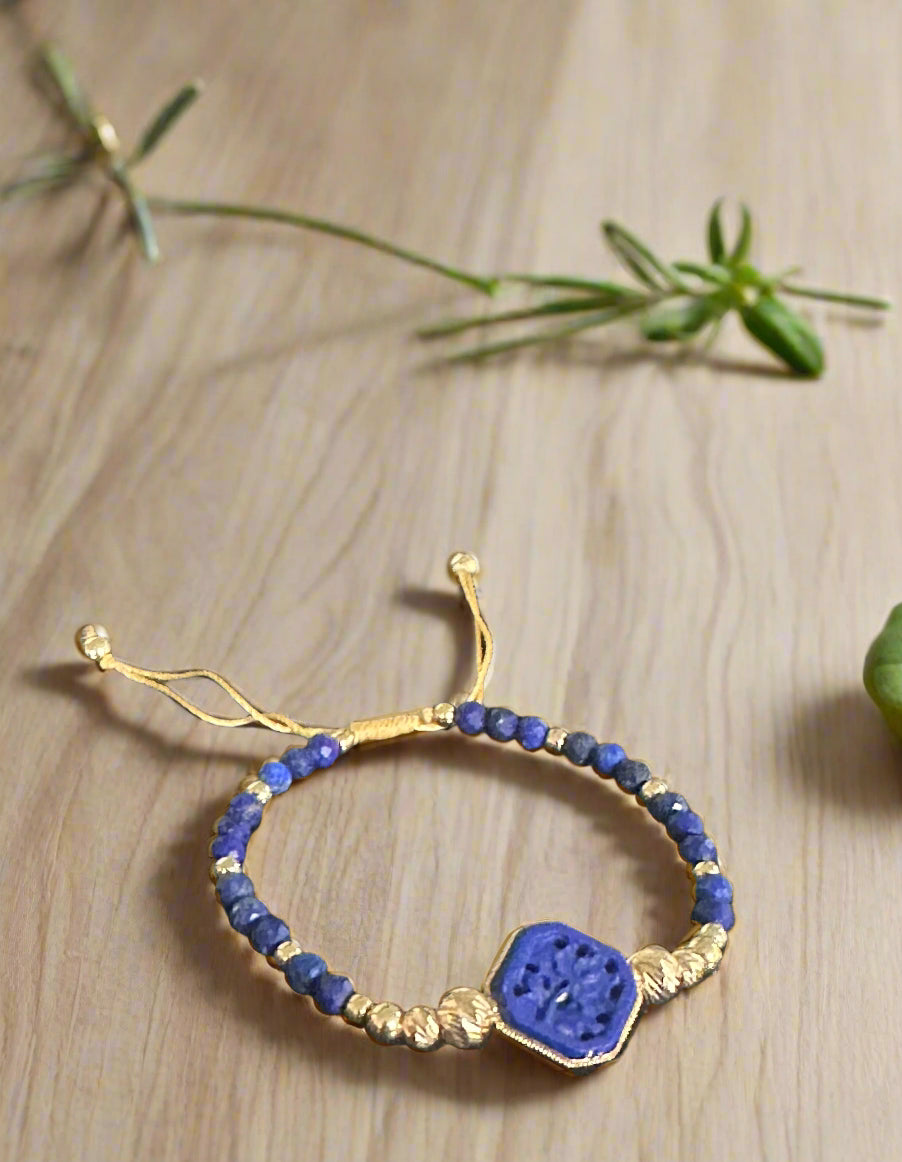 18k Gold Lapis Lazuli Cord Bracelet
